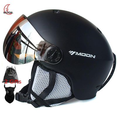 Moon Goggles Skihjelm Integreret støbt Pc + eps Høj kvalitet Ski Hjelm Udendørs Adult Sport Ski Snowboard Skateboard Hjelme sort L(58-61cm)