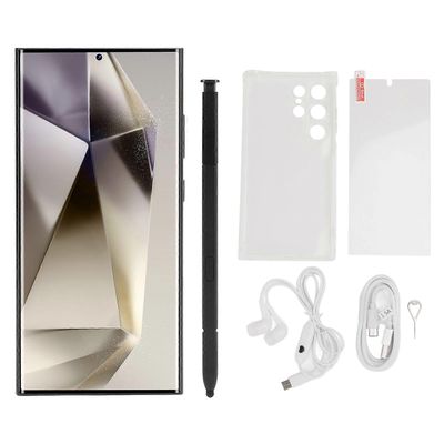 Musta S24 Ultra -älypuhelin - 6,75" HD-näyttö, 12 Gt RAM-muistia, 256 Gt ROM-muistia, kaksi SIM-korttia, sisäänrakennettu kynä