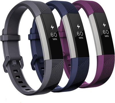 Heytea Band kompatibla med Fitbit Alta och Fitbit Alta Hr, 3-pack mjuka silikonarmband för Fitbit Alta Hr-band med säkert metallspänne för män kvin...