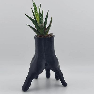 Tianzun Keskiviikkoisin Addams Hand Palm Planter, Kukkaruukku Mehevä istutuskone, Hartsikaktusistutuskone, Hartsikukkaruukku Musta