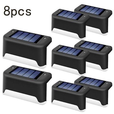 Solar dæk lys udendørs vandtæt førte væg lys 1/4/8/16 stk haven landskab trin lamper værftet gårdhave dekoration 8pcs White