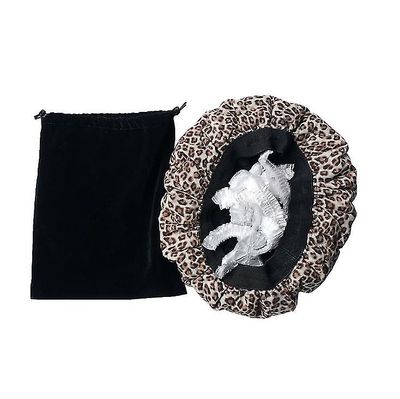 Damp Hair Cap Mikrobølge opvarmning hørfrø pleje cap olie hår maske tørt hår cap Leopard