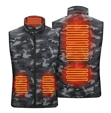 Lauwodun Smart Opladning Opvarmning Undertrøje Opvarmning Undertrøje Down Bomuld Opvarmning Tøj Elvarme Bomuldsjakke - Camouflage 5 Zoner XL