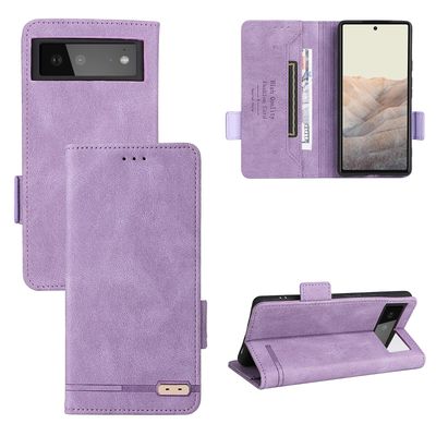 Gangxun Etui til Google Pixel 6 læderetui folio flip med kreditkort slots Etui Coque Lilla