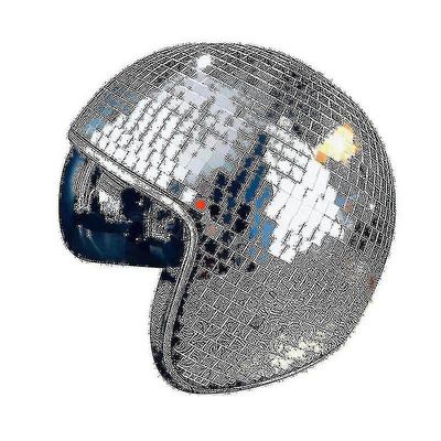 1 stk Disco Ball hjelm med udtrækkeligt visir til natklub cool rekvisitter (sølv)