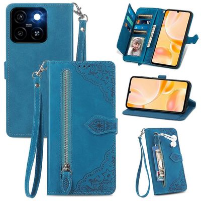 ZTE Blade A55 -kotelon vetoketjulompakko PU nahkainen kukkapainatus puhelimen kansi Monivärinen Style C
