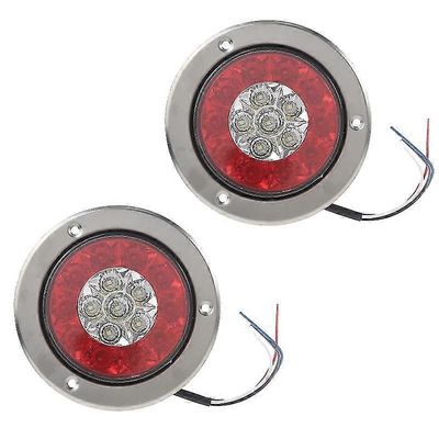 2x 16 Led Turn Signal Stop Jarruvalaisin Perävaunu Kuorma-auton pyöreä takavalo sivuvalaisin Punainen ja valkoinen
