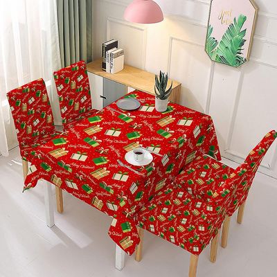 Witdreamer Nytår Glædelig jul Dug Stol Cover Dekorationer Gaveæske Tablecloth 140X140cm