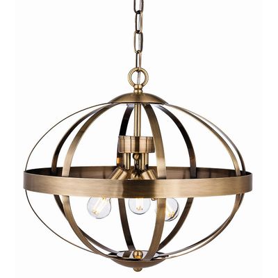 Firstlight Lighting Healey 3 Lys Cage Loft Vedhæng Antikke Messing, E14