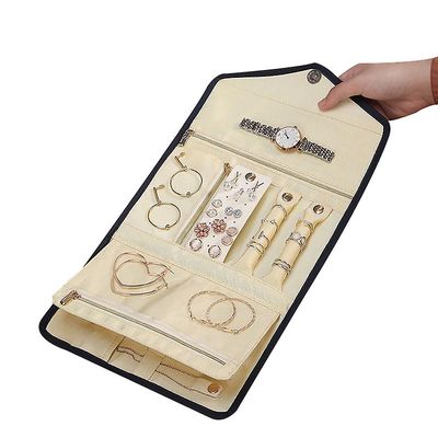 Handuo Rejser smykker sag stor kapacitet foldbar arrangør for ringe, halskæder, armbånd, øreringe