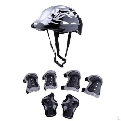 7kpl 8-62cm kypärä polvikyynärpäällä & rannesuojilla setti rullalautailuun, polkupyörään, rullaluisteluun / rullaluisteluun harmaa