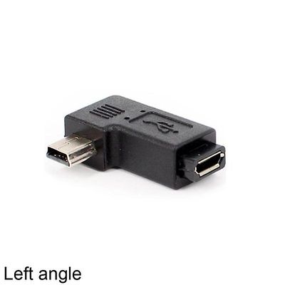 Unbrand 90 graders høyre venstre vinkel Mini USB Type A mannlig til mikro USB kvinnelig adapter Left