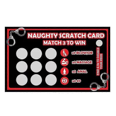 Aikuisten raaputusarpa Naughty Scratch It Off -lahjakortit Ottelu 3 voittaaksesi voittajan palkintoarkin lahja pariskunnille Musta