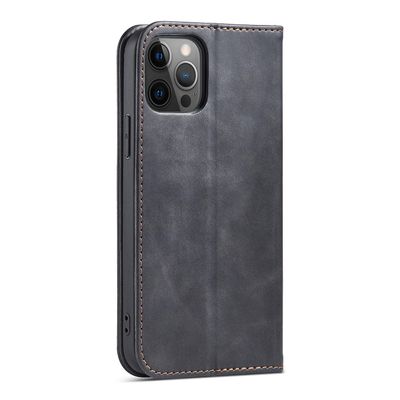 Iphone 12 Beskyttelse Flip mobiltelefon taske Sort