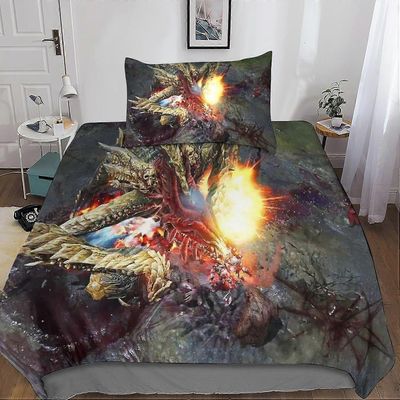 Kerota Diablo-4 vuodevaatteet peli 3D-tulostettu pussilakana, mikrokuituinen vetoketjusuljin tyynyliinoilla, pojille, tytöille ja aikuisille sinkku...