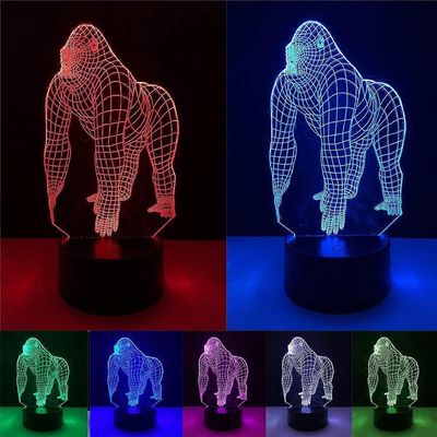 3D illuusio gorilla simpanssi halloween optinen illuusio LED USB-pöytä yövalo kaukosäädin pöytävalaisin valaistus Halloween koristeet joulu
