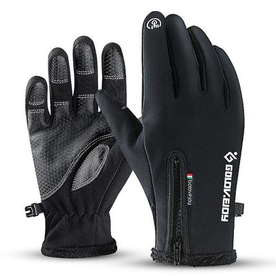 Efterår Vinter Mænd Kvinder Handsker Touch Screen Vandtæt vindtætte handsker Udendørs Sport Varm Termisk Fleece Running Ski Handsker DB03 Sort L