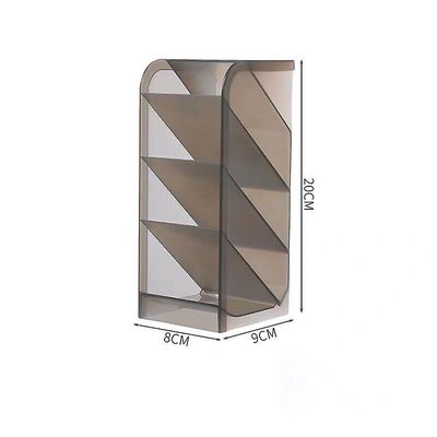 Creative Multifunctional 4 Grid Desktop Organizer Pen Holder, 20 cm x 9 cm x 8 cm, grå farve