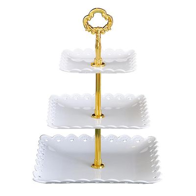 Dessert Holder European Style Cake Display Stand Frukt Plate Tre Tiers Cupcake Hvit