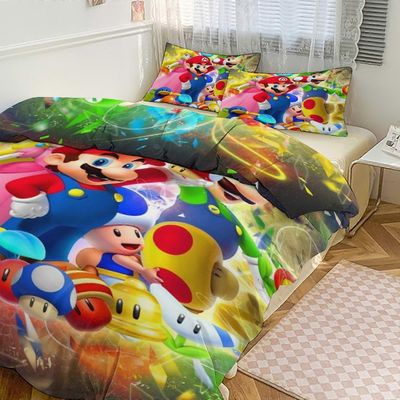 Lakanat g648 Mario Print vuodevaatteet Kuvio Kuvio Pussisänkysetti 3 kpl 1 peitto ja 2 tyynyliinaa naisille Miehet Teini tq648 lakanat 135x200cm 53...