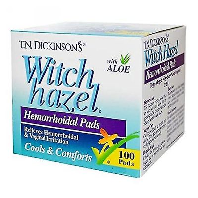 TN Dickinson's T.N. Dickinsonin Witch Hazel Hemorrhoidal Pads with Aloe ,100 Ct