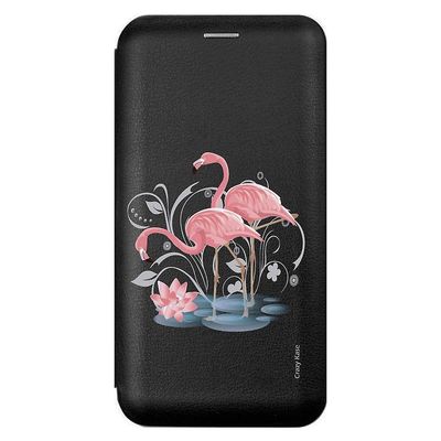 Crazy Kase Sag for Samsung Galaxy A32 5g Sort Lotus Flower Mønster og Butterfly