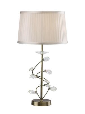 Inspired Lighting Pilebordlampe med hvid skygge 1 lys antik messing, krystal