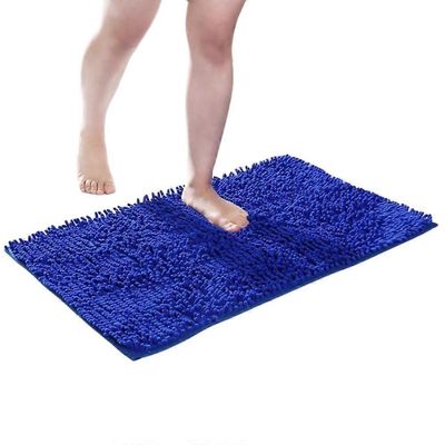 Chenille-kylpymatto pehmeä takkuinen ja mukava erittäin imukykyinen ja paksu liukumaton kone, joka voidaan pestä kylpyhuoneeseen Sininen