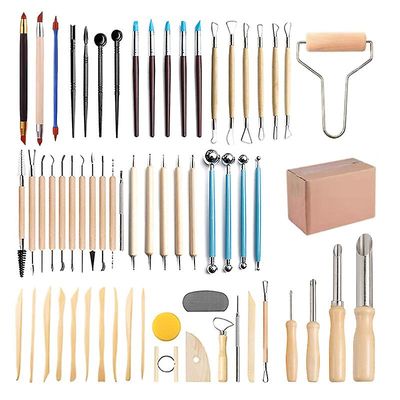 61Pcs Keramikk Skulptur Verktøy Set, Polymer Clay Modellering Verktøy for Rock Maleri, Modellering deig, preging, DIY Nail Art