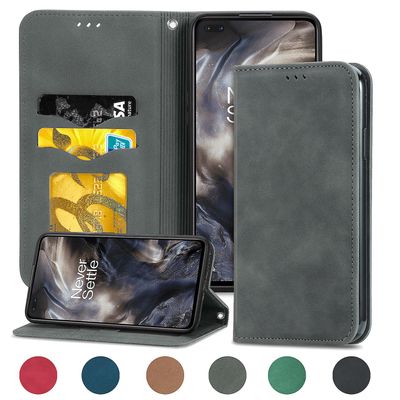 Gangxun Sag For Oneplus Nord Magnetisk Lukning Læder Tegnebog Cover Housse Etui Shockproof - Sort