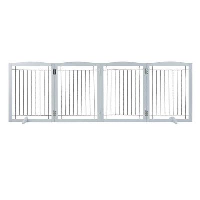 Succebuy Vapaasti seisova koiraportti, 32" K x 96.5" W vapaasti seisova lemmikkiportti, 4 paneelia taitettava koiraportti, hiljainen jalkatuki sisä...