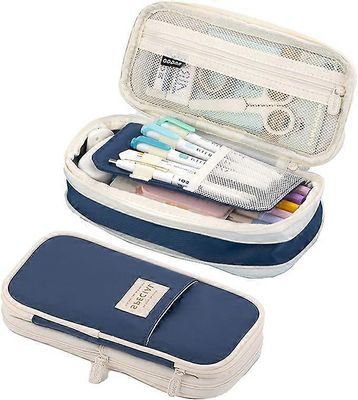 Penaali, suurikapasiteettinen penaali, iso penaali, säilytyspussi, paperitavara penaali, sopii tytöille ja nuorille Tummansininen