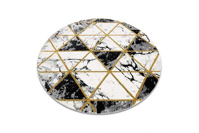 RugsX Eksklusiv EMERALD Carpet 1020 cirkel - glamour, stilfuld marmor, trekanter sort / guld circle 120 cm