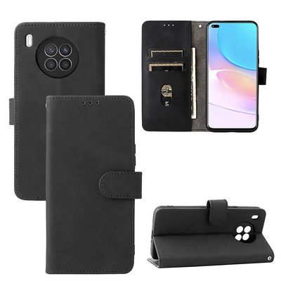 Etui til Huawei Nova 8i Cover Premium Læder Med Kortholder Flip Folio Magnetisk Etui Coque - Sort