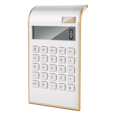 Kalkulator, Slim elegant design, kontor / hjemmeelektronikk, dual drevet desktop kalkulator, solenergi, 10 sifre, skråstilt LCD-skjerm, skrå design...