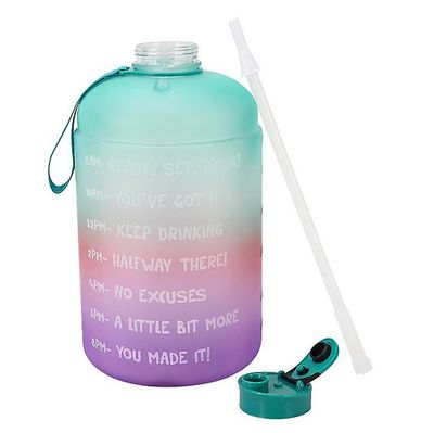 Handuo Gradient plast stor kapacitet vandflaske halmvandflaske lillapinkgreen
