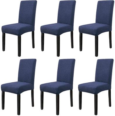Linkrunning Sengestol betræk sæt med 6 elastisk strikket spisestol slipcovers aftagelig vaskbar stol beskytter betræk til spisestue hjem bryllup ba...
