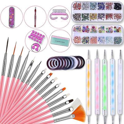 Suren Nail Art Tool Sæt Nail Art Paint Pen Point Drill Pen Nail File Rhinestone smykker 10-delt Sæt