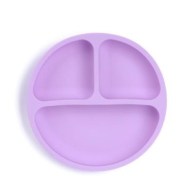 Børns Retter Baby Silikone Sucker Bowl Baby Smile Face Plate service Sæt Smil Face Baby service Sæt Kids Plate Lilla