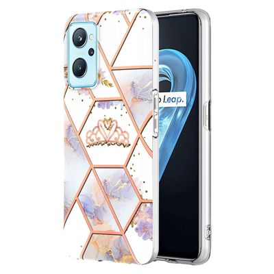 Gangxun Etui til Realme 9i / Oppo A36 marmorkofanger strålende design stødsikker fleksibel - Pink Hvid