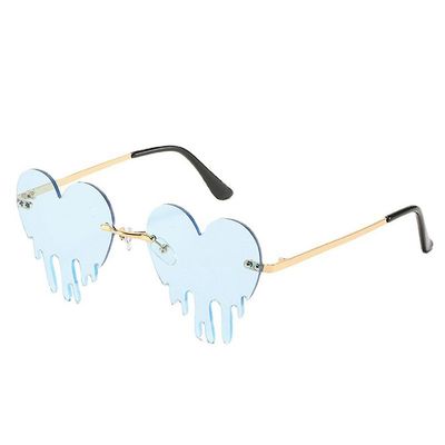 Liltop Unisex Fashion Heart Solbriller Sjov Fest Rimless Shades Førerbriller Blå