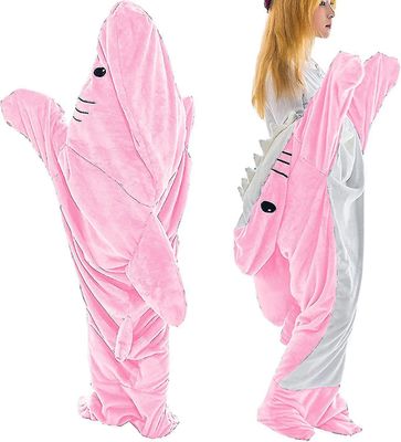 Shark Blanket hettegenser Voksen - Shark Onesie Voksen Wearable Teppe - Shark Blanket Super Soft Cozy Fla 190cm