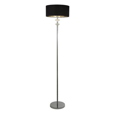 Searchlight Lighting Søgelys Ny 1 Lys Chrome gulvlampe med sort skygge sølv indre