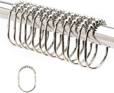 Leveä suihkuverho renkaat koukut, ruostumaton teräs sarja 12 Kiillotettu teräs