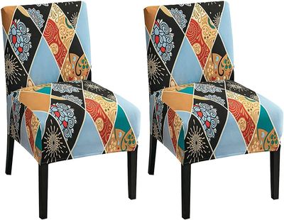 Linkrunning 2 stk Trykt armløs stol slipcover Stretch armløs accent stol betræk aftagelig accent tøfler stol betræk til stue spisestue hotel armløs