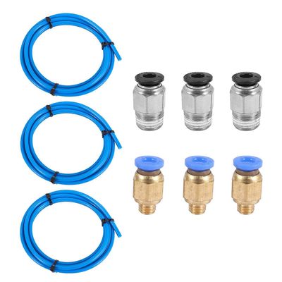PTFE-putki Ptfe Blue Tubing (1,5 metriä) 3 kpl PC4-M6-liittimillä ja 3 kpl Pc4-M10 urosputkilla sininen