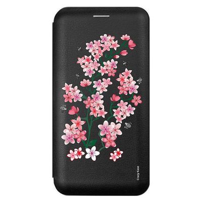 Crazy Kase Sag til Samsung Galaxy A9 (2018) Sort mønster Blomster De Sakura