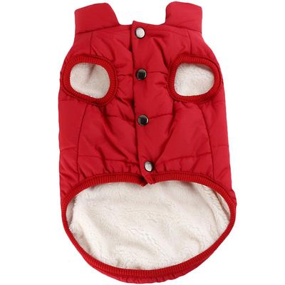Varychmoo Pet Hund Fleece Vest Vinter Varmt tøj Jakke Hvalp Polstret Coat Vin rød S