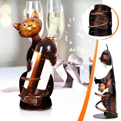 Kuankuanbao Rødvin Rack Cat Dekorasjon Moderne Minimalistisk Kreativ Vinflaske Rack Vinskap Dekorasjon Cat Dekorasjon Brown