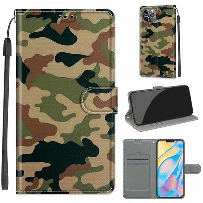 Foxdock Etui til iphone 12 Pro Camouflage magnetisk mobil etui